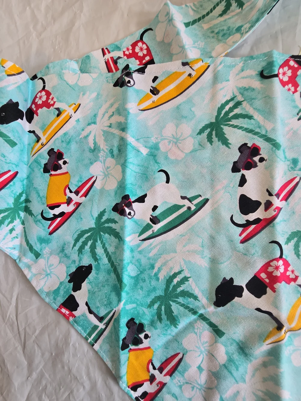 Dog Bandana Collar  in Teal Surf Print New X Large More Sizes Available New Hand
